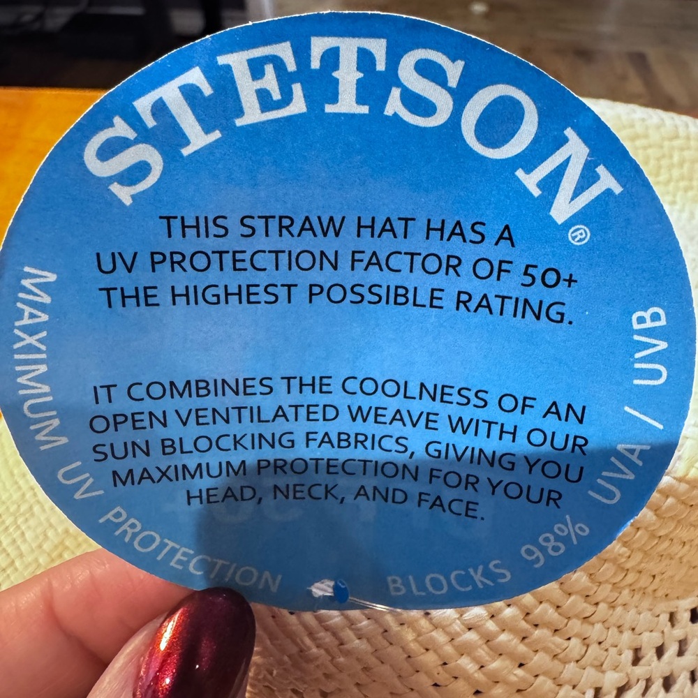 Men's Stetson Panama Straw Safari Fedora Hat With Box - M - NWT - Picture 3 of 7